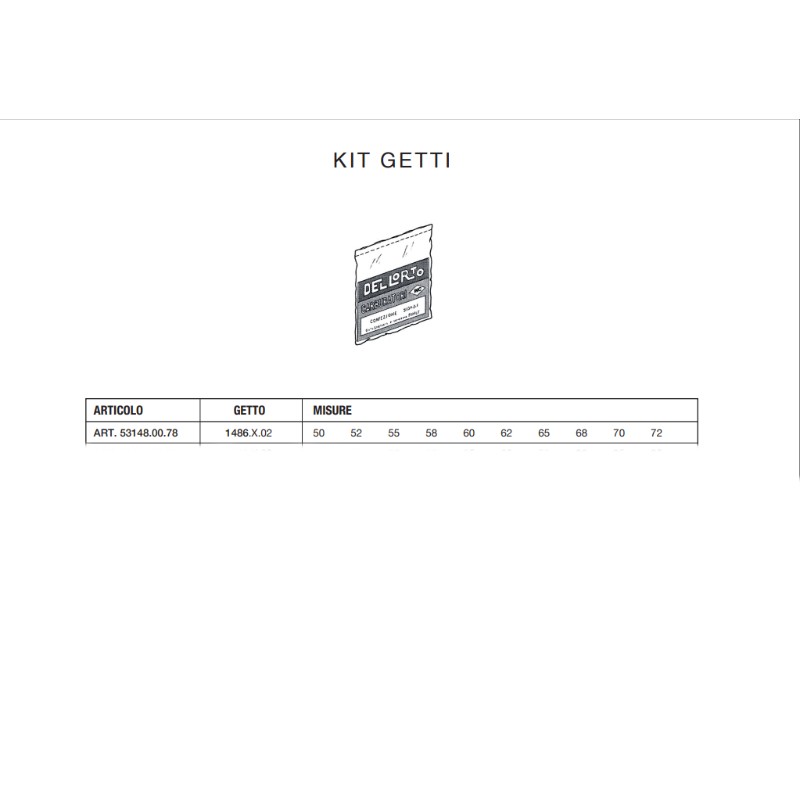 5mm Dellorto jets kit from 50 to 72