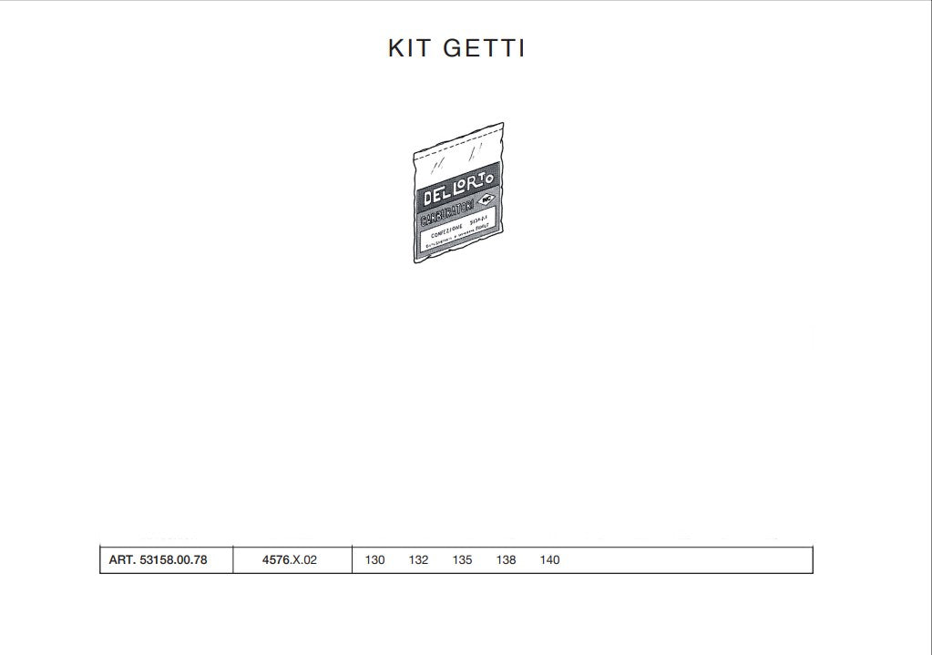 Kit getti del massimo Dellorto per carburatore SI (da 130 a 140)