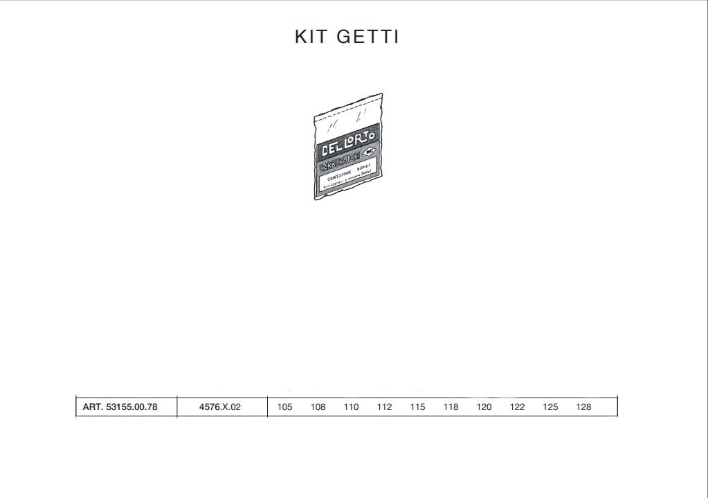 Kit getti del massimo Dellorto per carburatore SI (da 105 a 128)