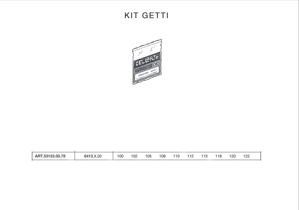 Kit getti 6mm Dellorto da 100 a 122